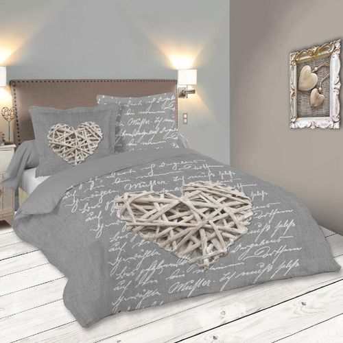 Maison & Déco Bouts de canapé / guéridons Stof Parure de lit WOODLOVE 220 x 240 cm - Grise Gris