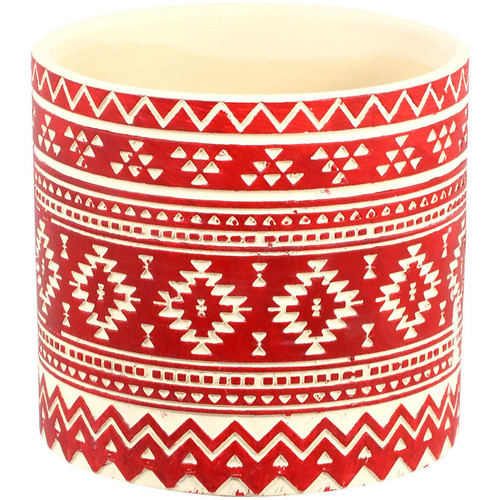 Maison & Déco Vases / caches pots d'intérieur Décolines Mini Cache pot Rouge Cylindre Mexicain en céramique 7 cm Rouge