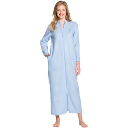 Vêtements Femme Pyjamas / Chemises de nuit Daxon by  - Robe de chambre zip molleton courtelle Bleu