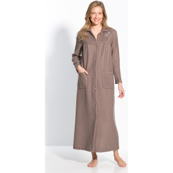 Vêtements Femme Pyjamas / Chemises de nuit Lingerelle by Daxon - Robe de chambre courtelle col Claudine taupe
