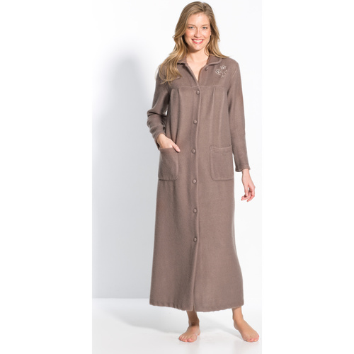 Vêtements Femme Pyjamas / Chemises de nuit Daxon by  - Robe de chambre courtelle col Claudine Gris