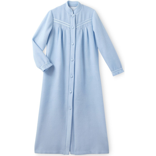Lingerelle by Daxon - Robe de chambre molleton courtelle bleu - Vêtements  Pyjamas / Chemises de nuit Femme 86,99 €