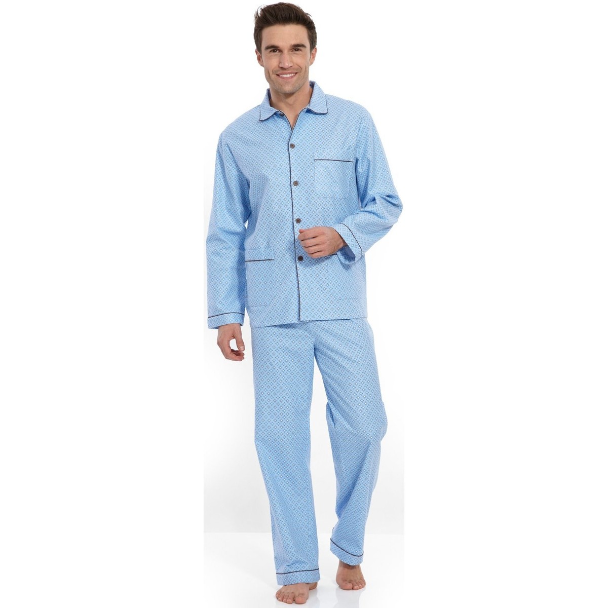 Vêtements Homme Pyjamas / Chemises de nuit Daxon by  - Pyjama en popeline Bleu