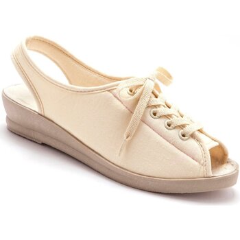 Chaussures Femme Mules Fantaisie Coton Et Pediconfort Sandales pieds douloureux ultra-souples beige