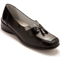 Chaussures Femme Slip ons Pediconfort Sans-gêne bi-matière avec pompons noirgris