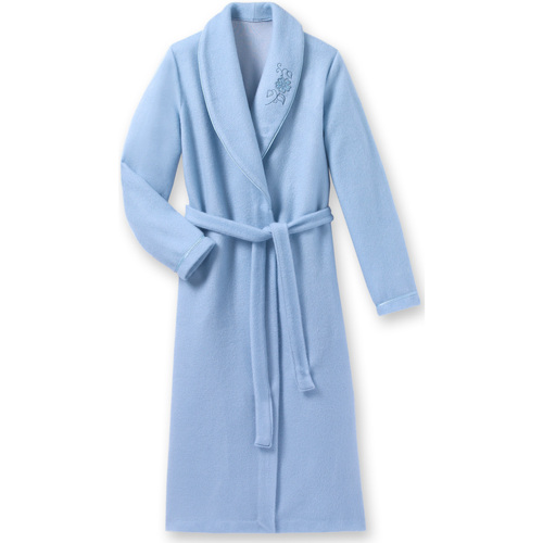Lingerelle by Daxon - Robe de chambre en molleton courtelle Bleu - Maison &  Déco Peignoirs Femme 63,99 €
