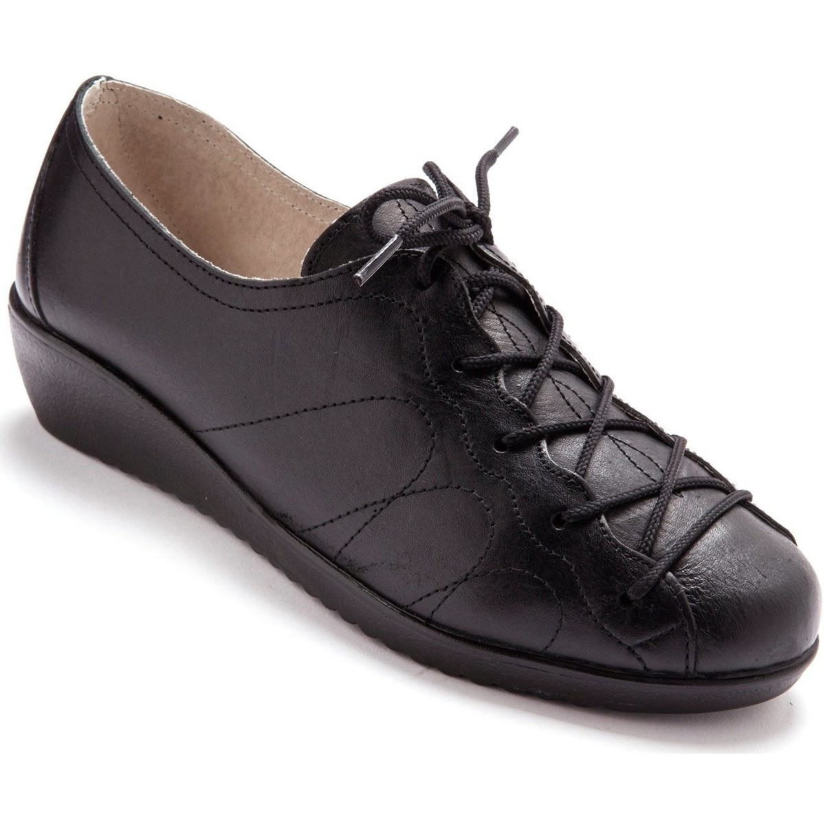 Chaussures Femme Derbies Pediconfort Derbies à lacets en cuir pour pieds sens Noir