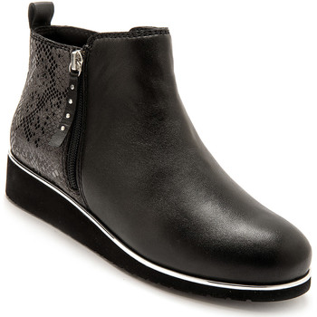 Chaussures Femme Bottines Pediconfort Boots avec double glissière noiruni