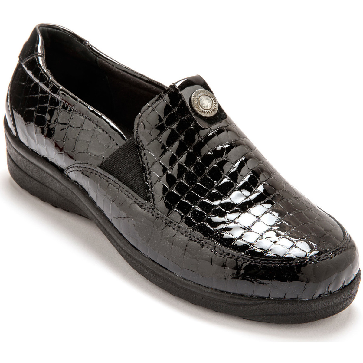 Chaussures Femme Slip ons Pediconfort Sans-gêne extra larges semelle amovible Noir