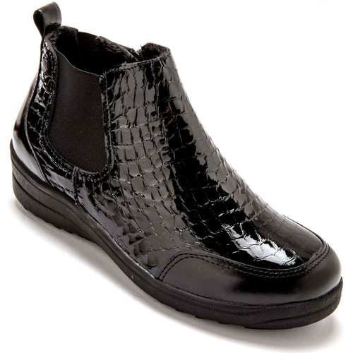 Chaussures Femme Boots Pediconfort Boots extra larges semelle amovible Noir