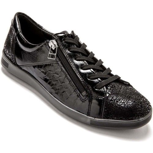 Chaussures Femme Baskets montantes Pediconfort Baskets zippées cuir semelle amovible Noir