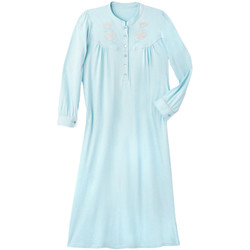 Vêtements Femme Pyjamas / Chemises de nuit Lingerelle Chemise de nuit longue à manches longues bleu