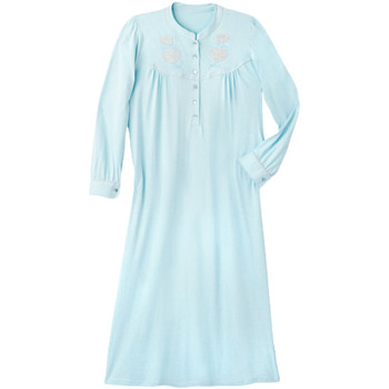 Vêtements Femme Pyjamas / Chemises de nuit Lingerelle by Daxon - Chemise de nuit longue à manches longues bleu