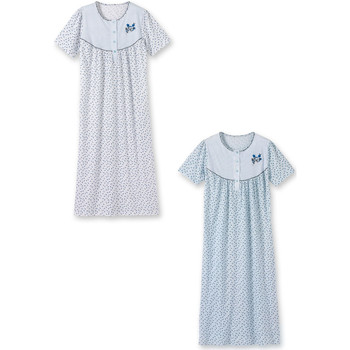 Vêtements Femme Pyjamas / Chemises de nuit Lingerelle by Daxon - Chemises de nuit lot de 2 fondbleufondblanc
