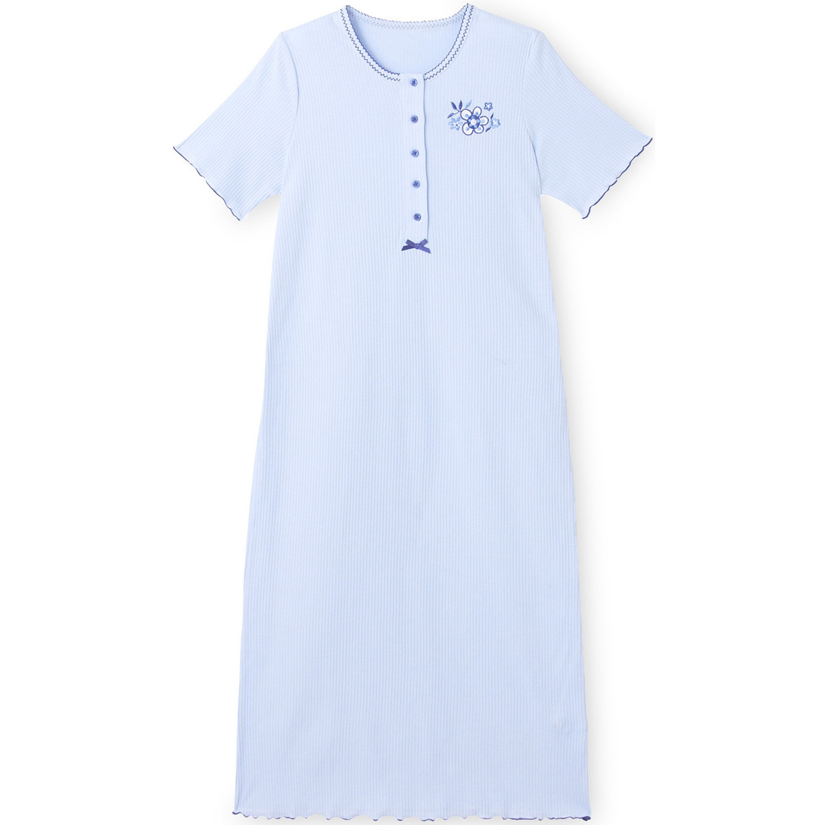 Vêtements Femme Pyjamas / Chemises de nuit Daxon by  - Chemise de nuit longue coton Bleu