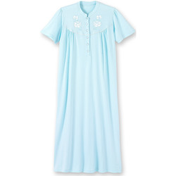 Vêtements Femme Pyjamas / Chemises de nuit Lingerelle Chemise de nuit longue à manches courtes bleu