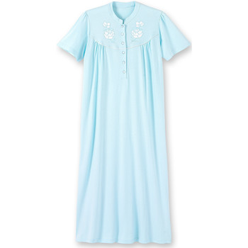 Vêtements Femme Pyjamas / Chemises de nuit Lingerelle by Daxon - Chemise de nuit longue à manches courtes bleu