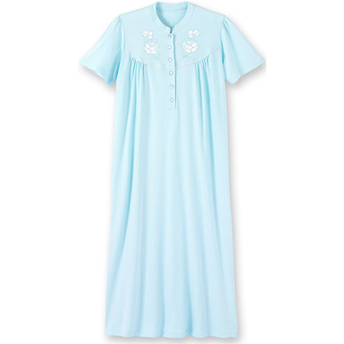 Vêtements Femme Pyjamas / Chemises de nuit Daxon by  - Chemise de nuit longue à manches courtes Bleu
