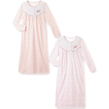 Vêtements Femme Pyjamas / Chemises de nuit Lingerelle Lot de 2 chemises de nuit manches longue fondrosefondblanc