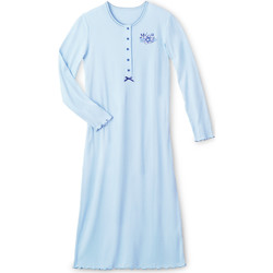 Vêtements Femme Pyjamas / Chemises de nuit Lingerelle Chemise de nuit longue coton bio bleu