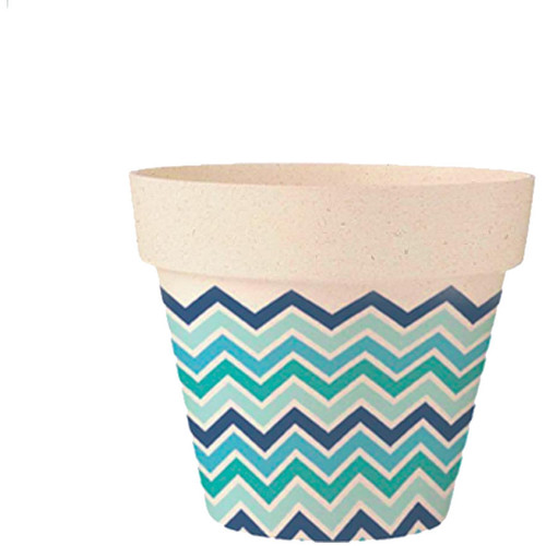 Maison & Déco Vases / caches pots d'intérieur Sud Trading Cache Pot de Fleurs Bleu 70's en Bambou 13.5 cm Beige