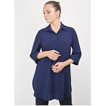 Vêtements Femme Chemises / Chemisiers Georgedé Tunique Maribel en Crêpe Bleu Marine Bleu