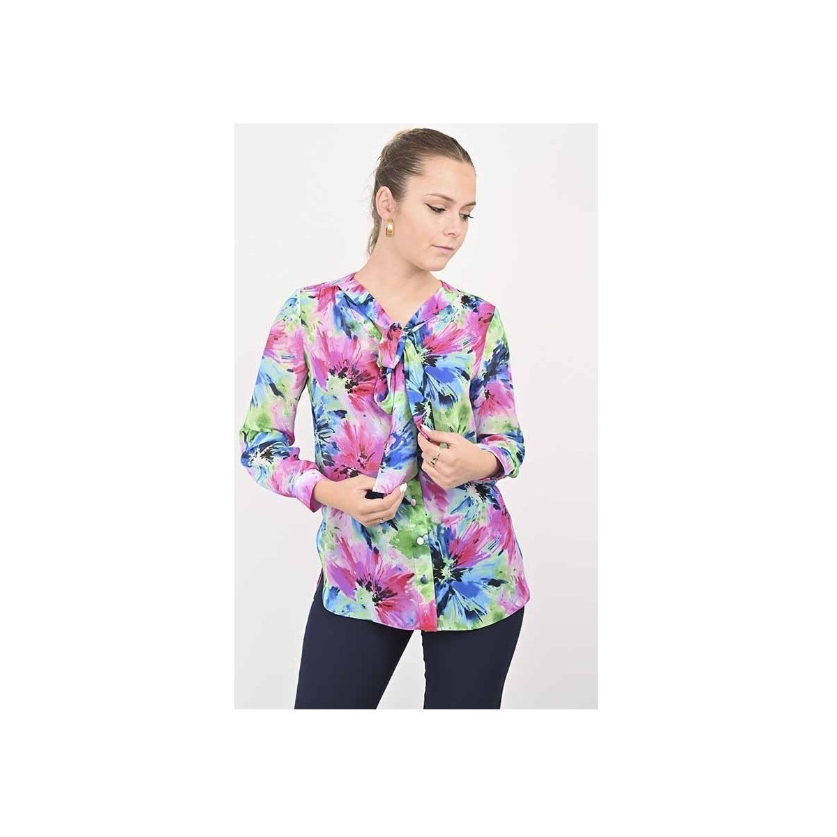 Vêtements Femme Chemises / Chemisiers Georgedé Chemise Scarlett en Mousseline Imprimée Multicolore Multicolore