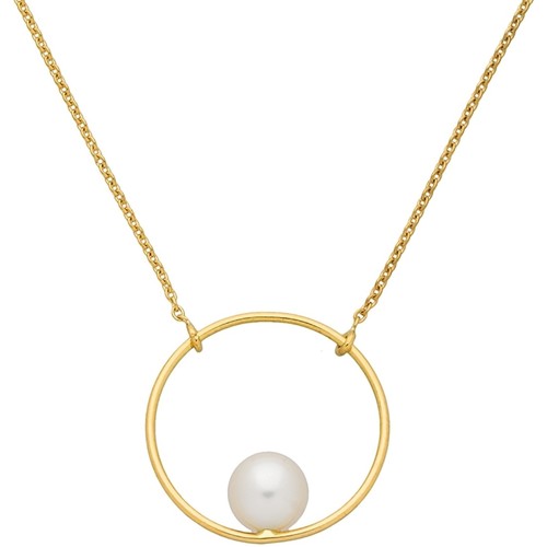 Montres & Bijoux Femme Colliers / Sautoirs Brillaxis Collier  anneau et perle de culture 6 mm Jaune