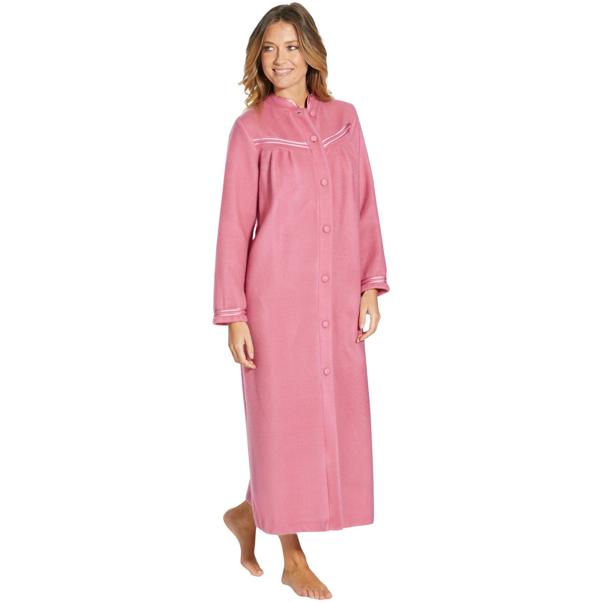Vêtements Femme Pyjamas / Chemises de nuit Daxon by  - Robe de chambre molleton courtelle Rose