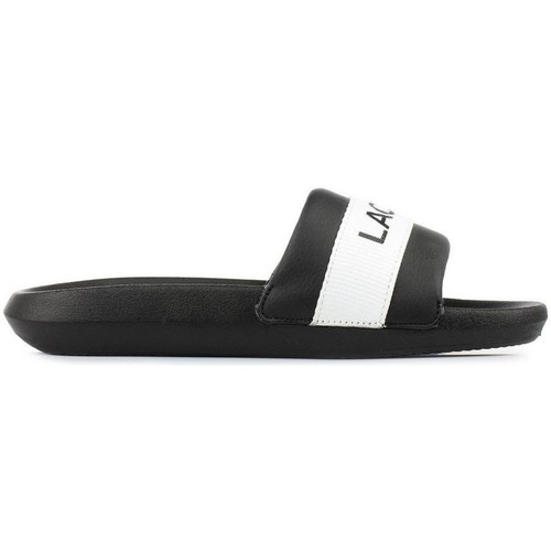 Chaussures Femme Tongs Lacoste Croco Slide Blanc, Noir