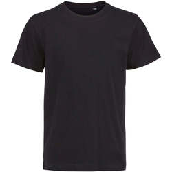 Vêtements Enfant T-shirts linen manches courtes Sols Camiseta de niño con cuello redondo Negro
