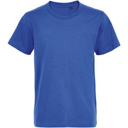 Vêtements Enfant T-shirts linen manches courtes Sols Camiseta de niño con cuello redondo Azul