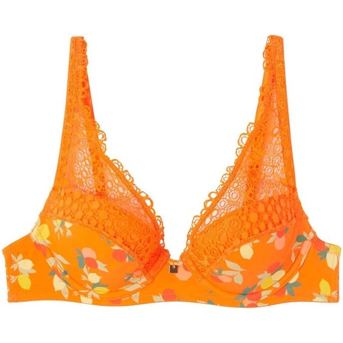 Femme Pommpoire Soutien-gorge ampliforme coque moulée imprimé orange Nouméa Orange - Sous-vêtements Rembourrés Femme 40 