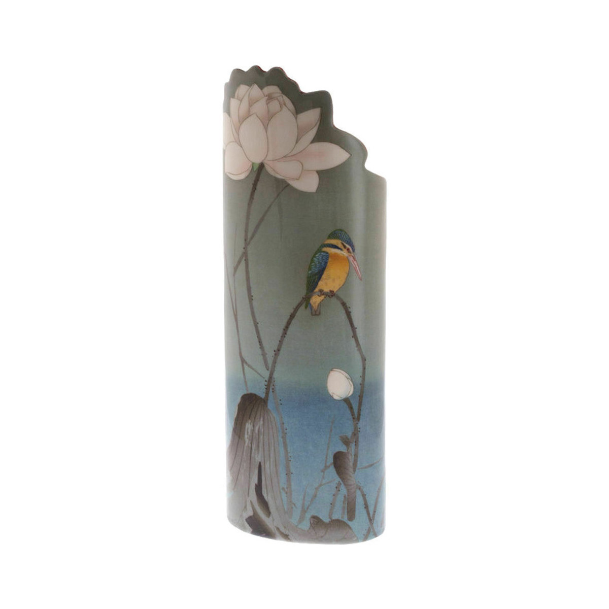 Maison & Déco Vases / caches pots d'intérieur Parastone Vase en céramique silhouette Ohara Koson - Martin-pêcheur Vert