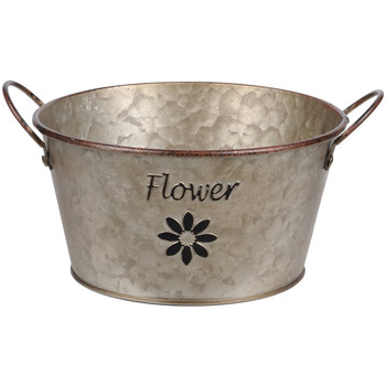 Maison & Déco Vases / caches pots d'intérieur Stof Cache Pot de Fleurs FLOWER en Métal aspect zinc 9 cm Gris