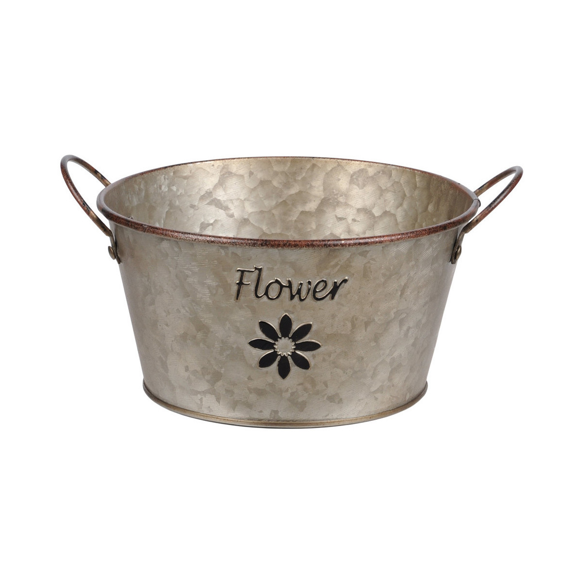 Maison & Déco Vases / caches pots d'intérieur Stof Cache Pot de fleurs en métal aspect zinc 9 cm Gris