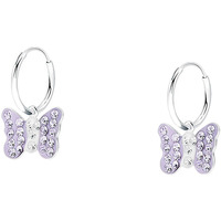 Montres & Bijoux Femme Boucles d'oreilles Cleor Créoles  en Argent 925/1000 Blanc et Cristal Violet Blanc