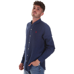 Vêtements Homme Chemises manches longues U.S Polo Plain Assn. 58667 50816 Bleu