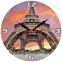Maison & Déco Horloges Sud Trading Grande Pendule ronde en verre Paris Orange