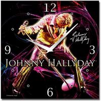 Sticker Mural Tête De Lit Horloges Cadoons Horloge Johnny Hallyday Noir