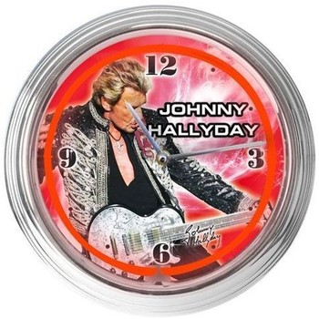 Sticker Mural Tête De Lit Horloges Cadoons Horloge ronde néon Rouge Johnny Hallyday Rouge