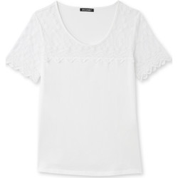 Vêtements Femme Voir toutes les nouveautés Daxon by  - Tee-shirt avec résille brodée Blanc