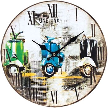 CARAMEL & CIE Horloges Signes Grimalt Pendule en bois Scooter 33 cm Multicolore