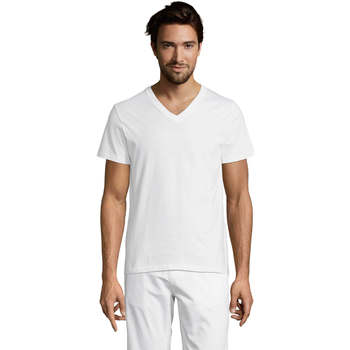 Vêtements Homme T-shirts manches courtes Sols Master camiseta hombre cuello pico Blanco