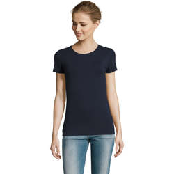 Vêtements Femme T-shirts manches courtes Sols Camiserta de mujer de cuello redondo Azul