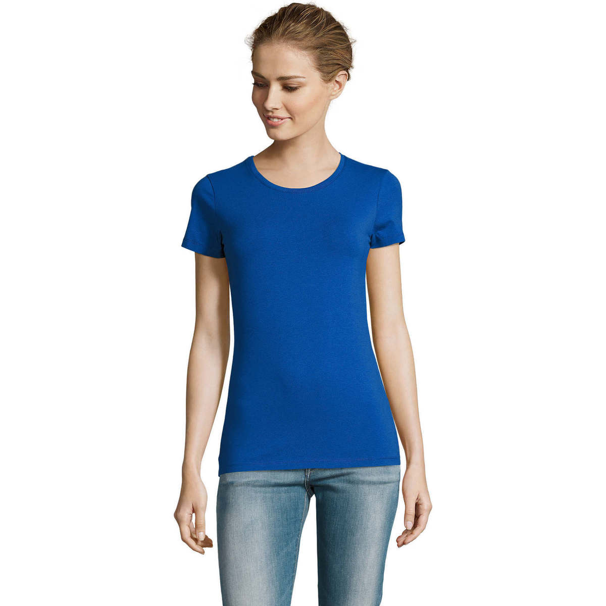 Vêtements Femme T-shirts manches courtes Sols Camiserta de mujer de cuello redondo Bleu