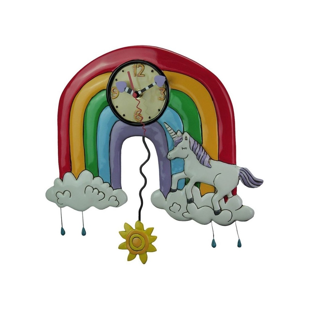 Maison & Déco Horloges Enesco Pendule en forme d'Arc en ciel et Licorne Multicolore