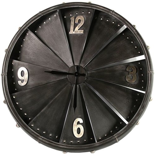 Maison & Déco Horloges Decostrar Pendule en métal Vintage 80 x 80 cm - à suspendre Noir