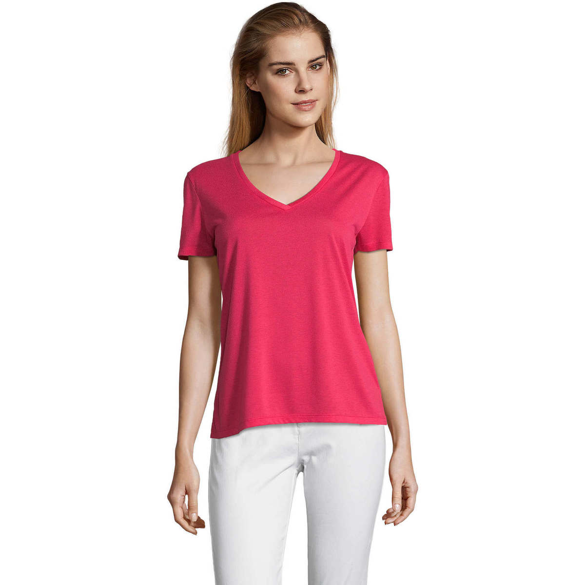 Vêtements Femme T-shirts manches courtes Sols MOTION camiseta de pico mujer Rose