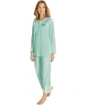 Vêtements Femme Pyjamas / Chemises de nuit Lingerelle by Daxon - Pyjama manches longues coton aqua
